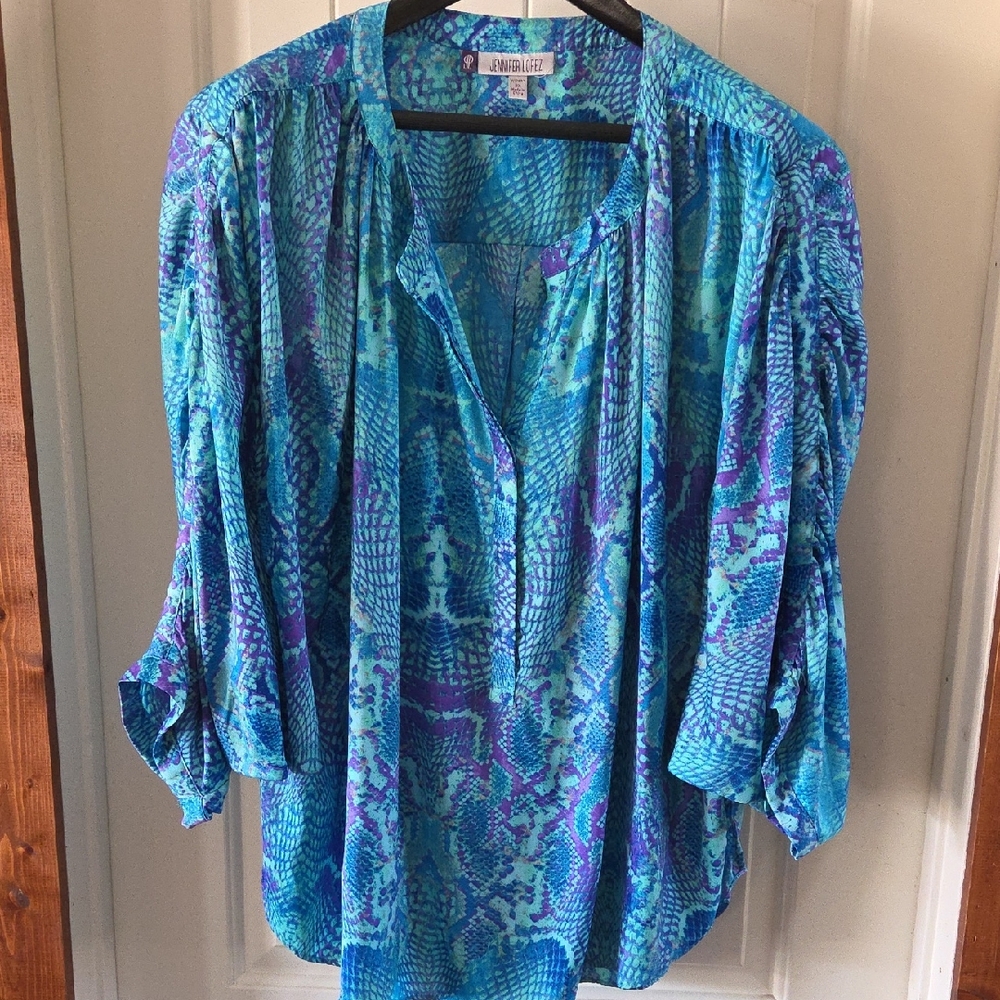 Jennifer Lopez Blue and Purple Blouse